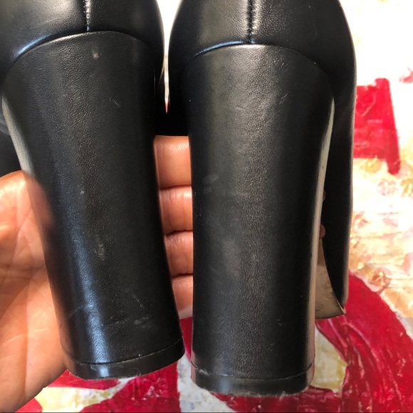 VC/John Camuto Black Leather Block Heel Booties / Size 10 - Picture 11 of 12